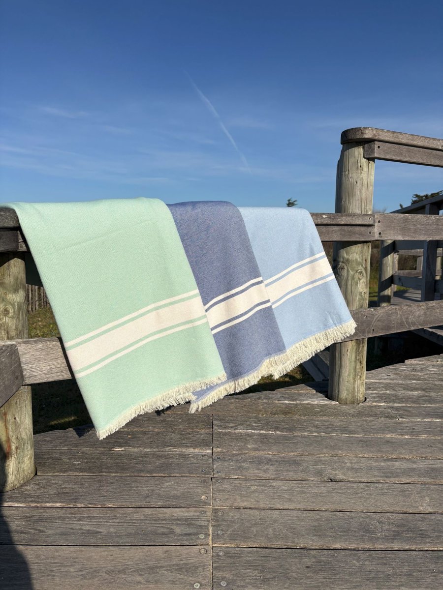Fouta doublée éponge bande blanche Authentique
