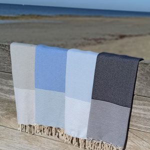 Fouta nid d’abeille fines rayures