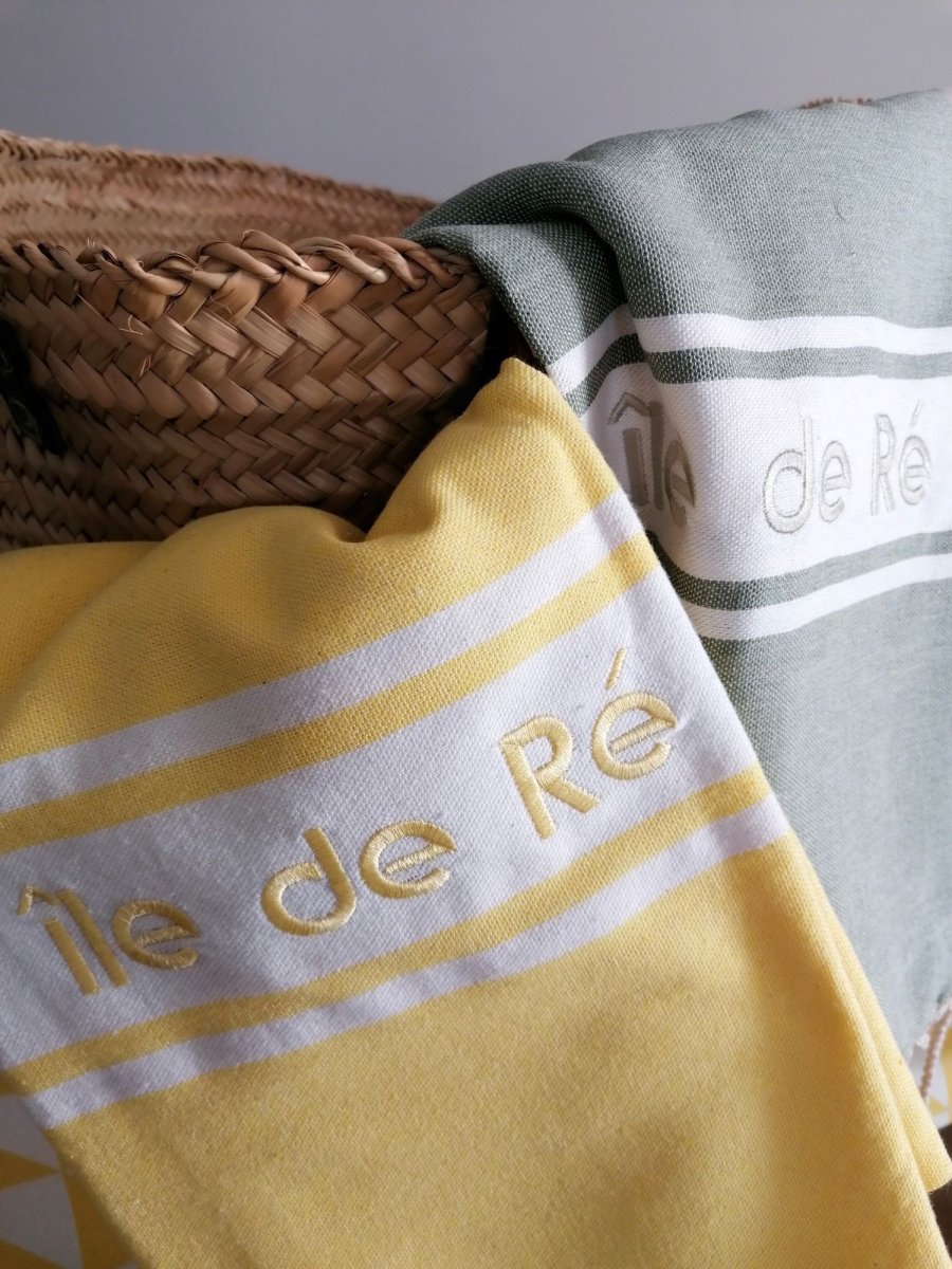 Fouta plat Authentique brodée Île de Ré